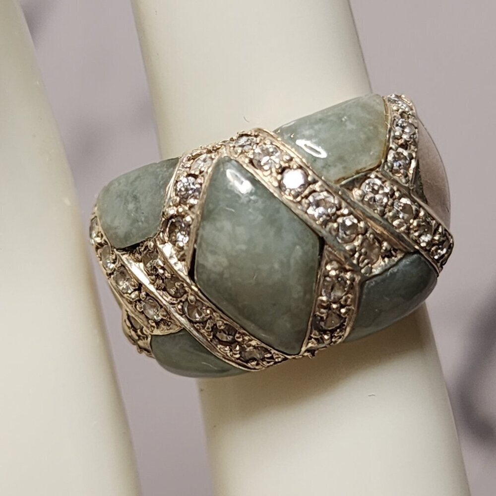 925 Silver Green Nephrite Ring - Picture 9 of 9